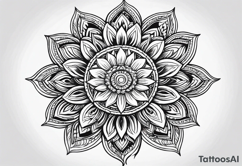 Mandala sun flower tattoo idea