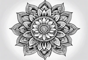 Mandala sun flower tattoo idea