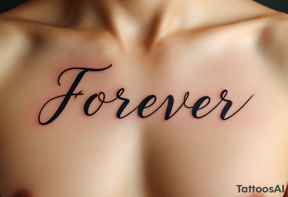 "Forever" in handwritten script on parchment-style beige skin, like an old love letter. tattoo idea