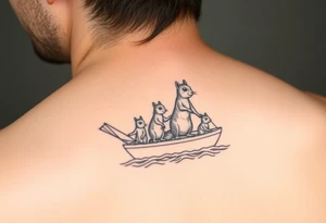 Squirrel family on a catamaran in the ocean tattoo idea