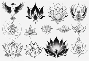 Lotus flower with phoenix tattoo idea