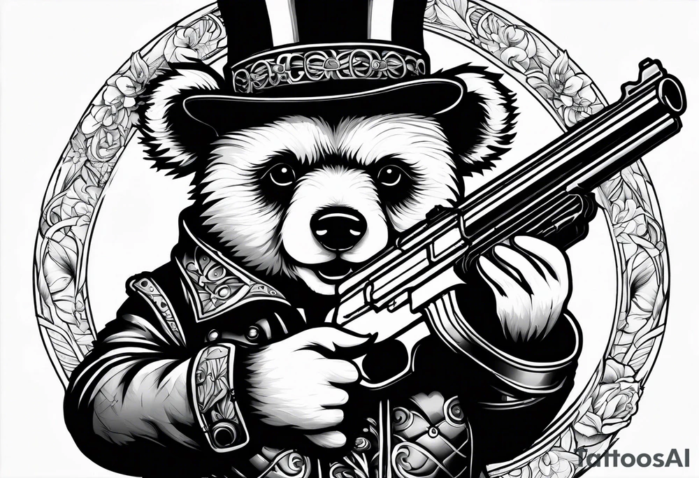 Gothic teddy bear holding a gun tattoo idea