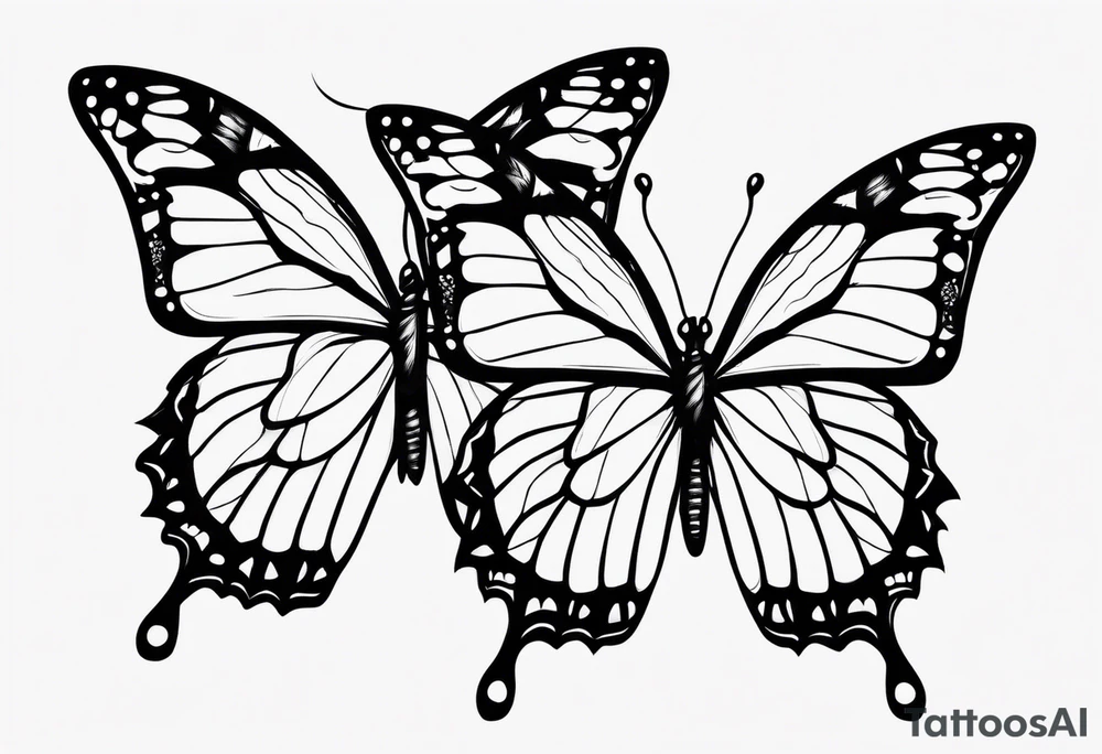tattoo with 2 medium sized butterflies and the name keonne under it tattoo idea