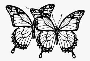 tattoo with 2 medium sized butterflies and the name keonne under it tattoo idea