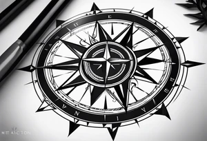 Christian cross inside a compass tattoo idea