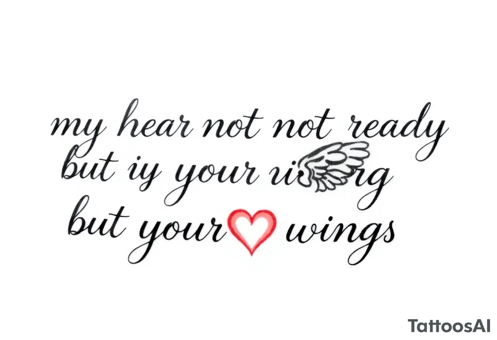 my heart was not ready but your wings were with angel wings and a heart tattoo idea