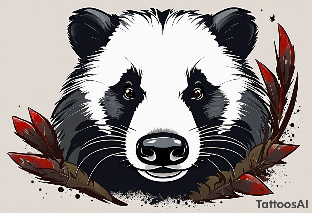 Draw me hunting badger with aggressive full body, killer face with a smile, very long nails and he attacks like a Turkish gladiator to enemy and also he has very deadly looking. The only weapon is his braveness he fights with his nails. Everybody scares after their first sight. And some bloody type Badger this is real Hunter. tattoo idea