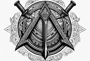 Valhalla valknut shield axe sword tattoo idea