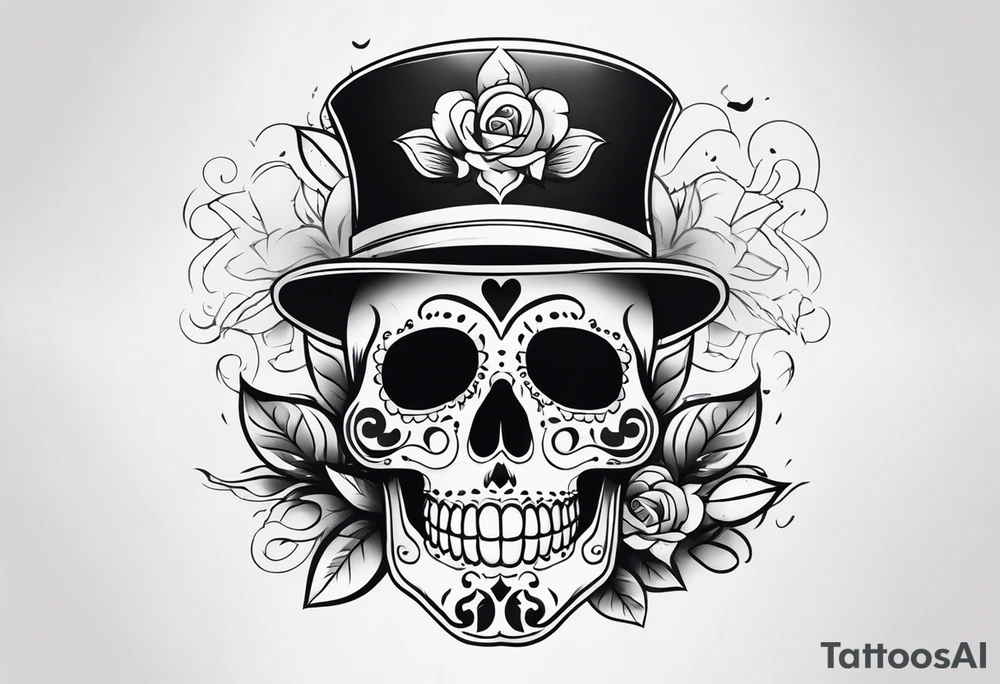 Day of dead skull with smoke around it tattoo idea