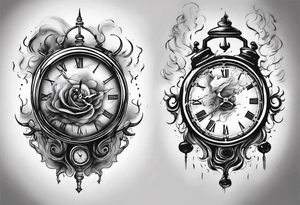 Modern clock fading with smoke 2023 edition tattoo idea