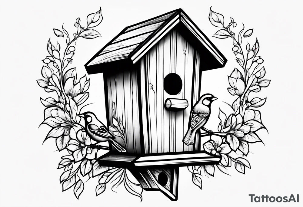 Outline of a birdhouse tattoo idea