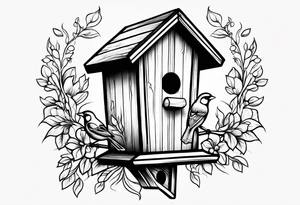 Outline of a birdhouse tattoo idea