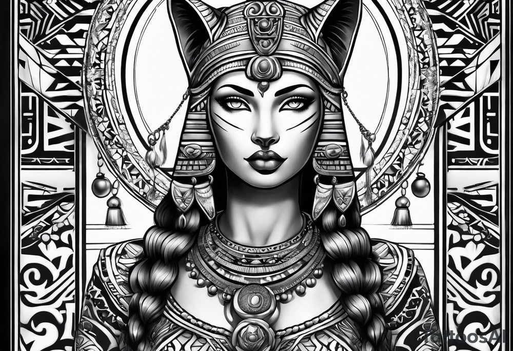 Bastet goddess walking tattoo idea