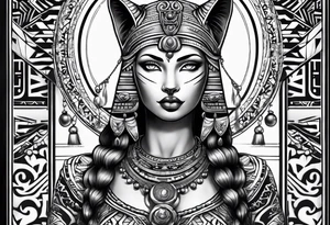 Bastet goddess walking tattoo idea