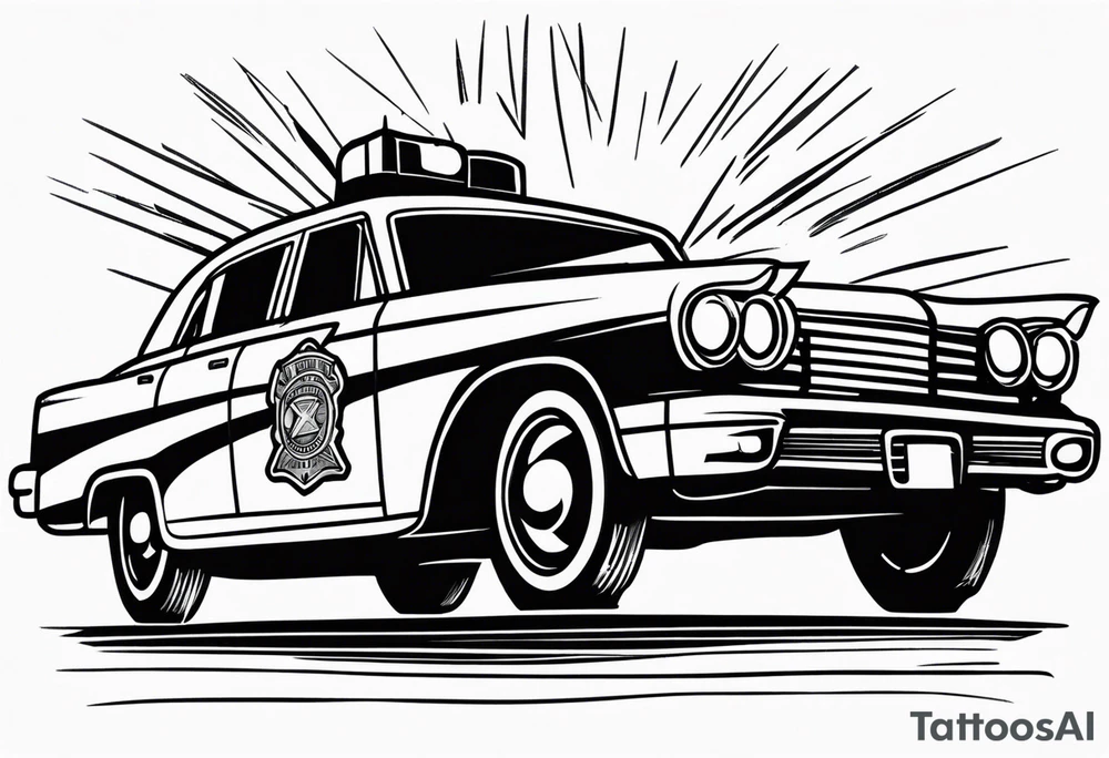 black fire police car tattoo idea