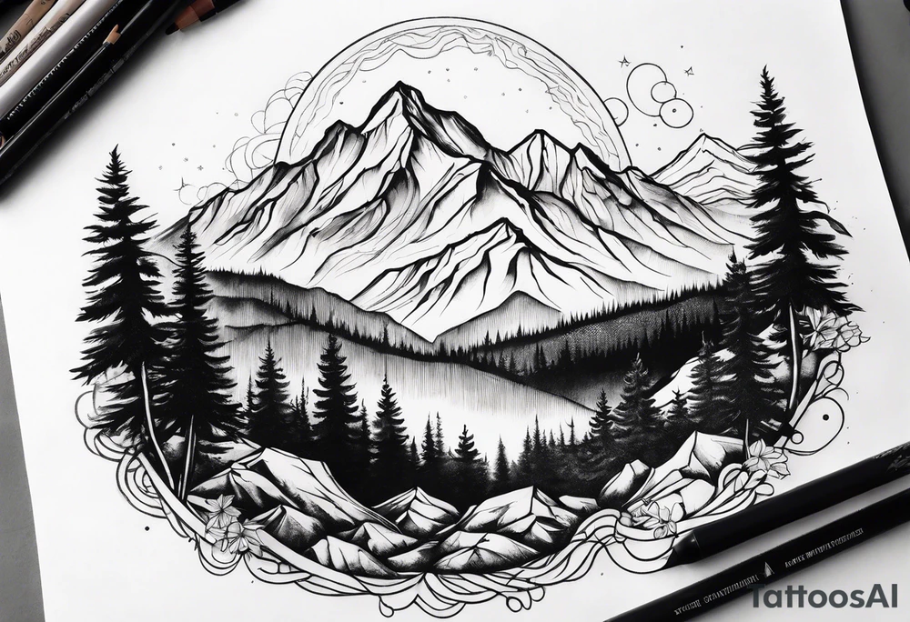 Mountains, concept tattoo idea