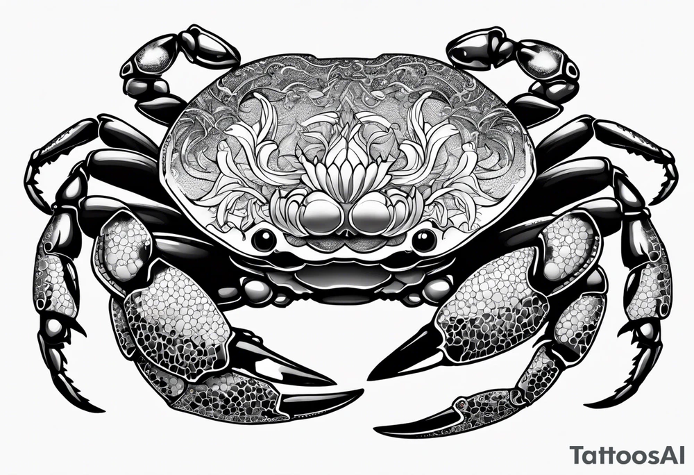 Crabs en blanco en negro con numero 69 tattoo idea