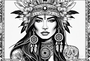 Native american,gemini, flowers, dream catcher, tattoo idea