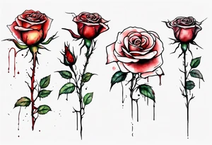 bleeding rose, tall, simple, one line, watercolor, replace the stem with the name Jesus tattoo idea