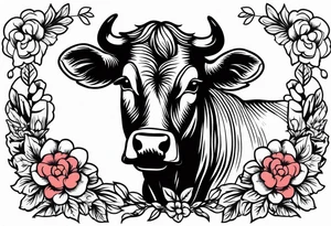 cow

old school vintage simple traditional design with vintage flowers surrounding
bold color simple tattoo idea