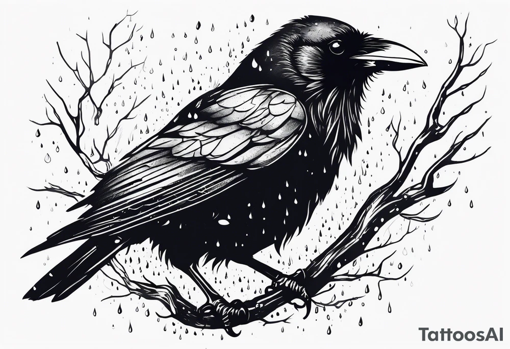 a dead raven in the rain tattoo idea