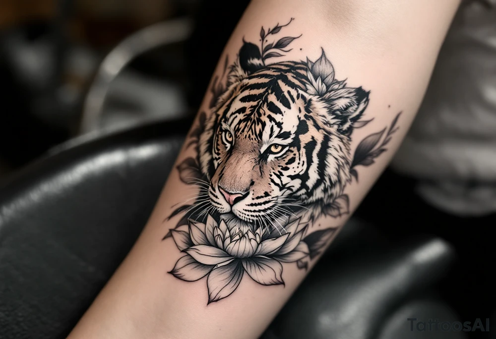 tiger and lotus tattoo idea