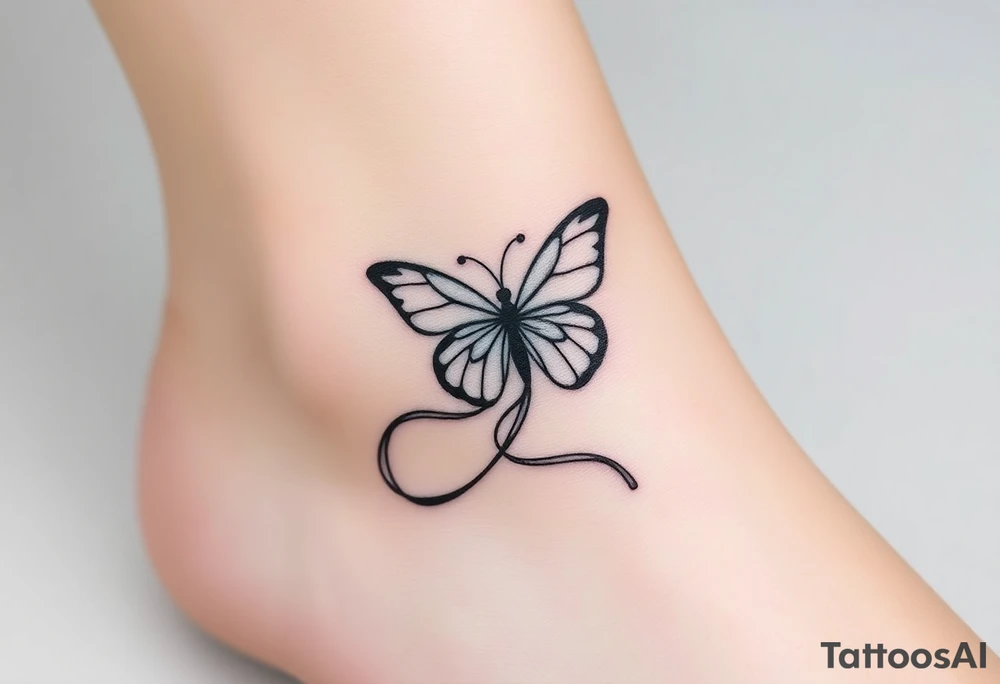ethereal butterfly with flowing silk ribbons in moonlight tattoo idea