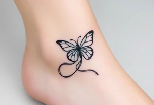 ethereal butterfly with flowing silk ribbons in moonlight tattoo idea