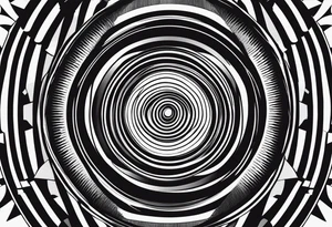 Concentric circles with alternating rings that flip from black to white every 90 degrees, alternating tattoo idea