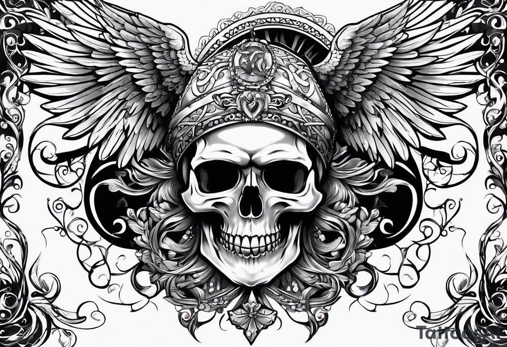 skull angel tattoo idea