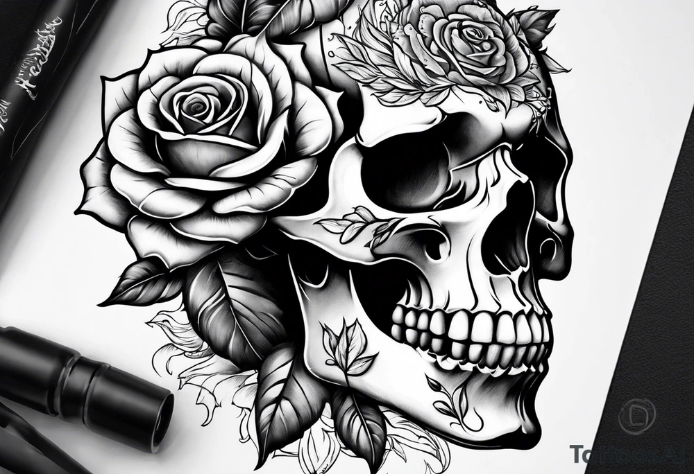 Alexander the Great skull and rose tattoo idea