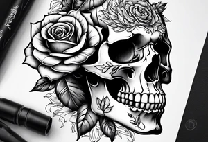 Alexander the Great skull and rose tattoo idea