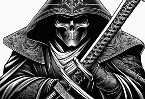 katana with grim reaper tattoo idea