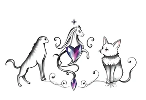 Zodiac sign Aquarius amethyst birthstone mother of 3 girls loves animals tattoo idea
