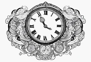 Janus, timeless clock, Aquarius arm sleeve tattoo idea