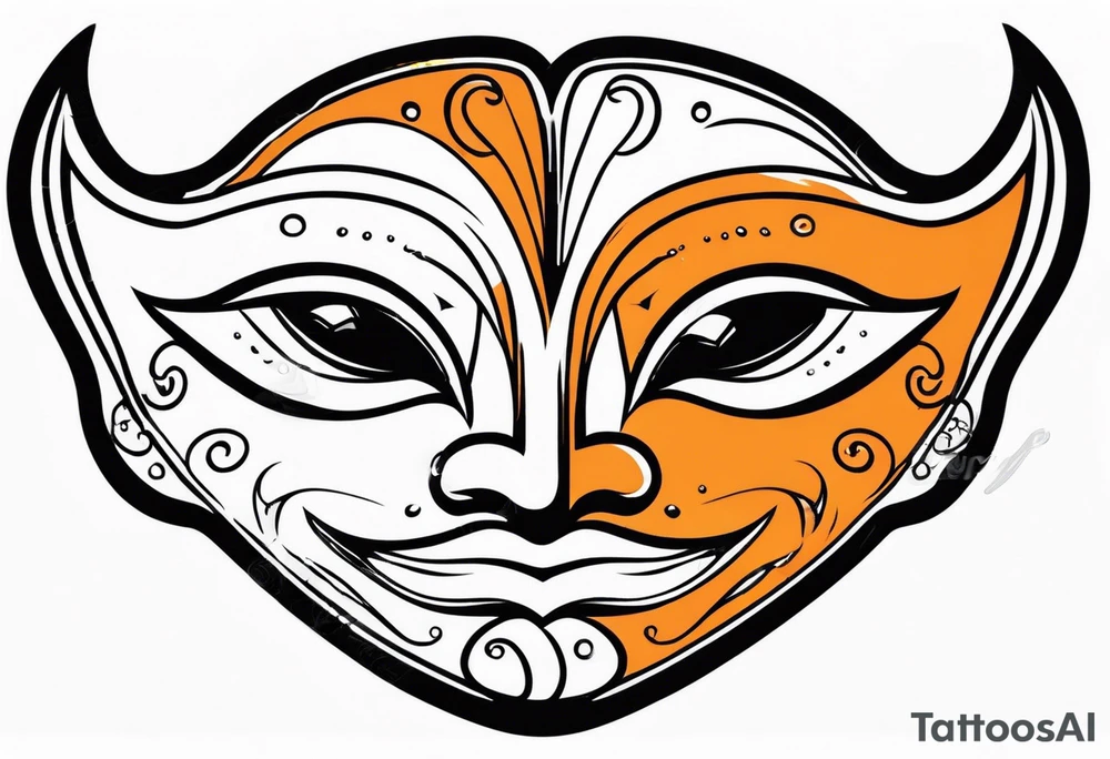 Crying mask that is orange and black tattoo idea