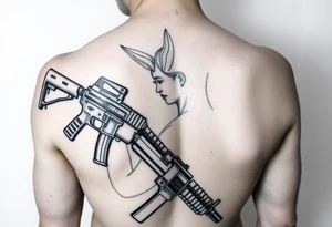 Curvy woman with ak 47 and a uzi tattoo idea