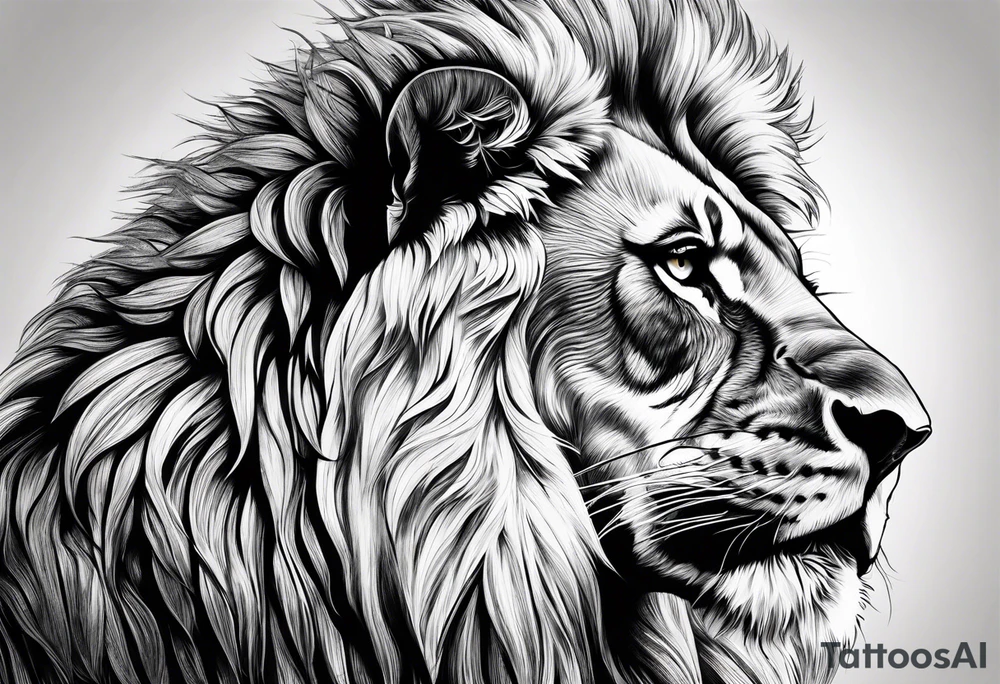 powerful majestic lion, close-up tattoo idea
