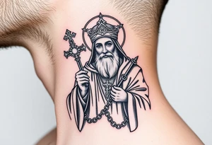 russian christian orthodox saint holding the russian orthodox thurible chains tattoo idea