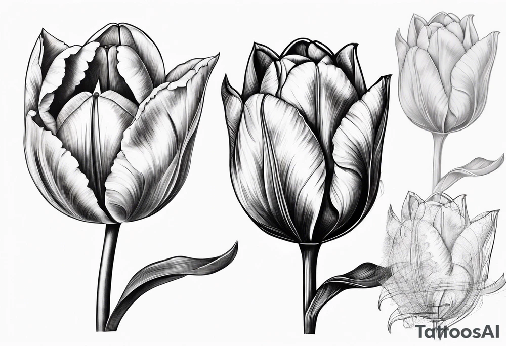 Classic Tulip flower with music note on the stem tattoo idea