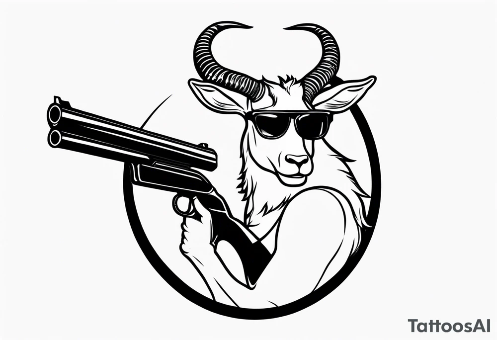 capricorn with sunglasses and shotgun tattoo idea