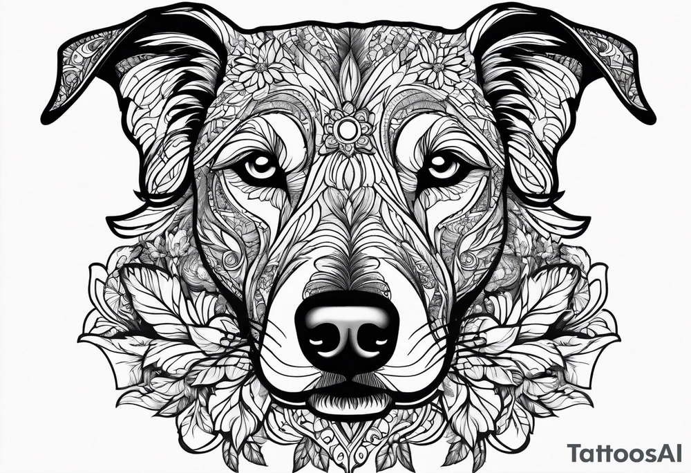 Dog head shape outline with nature virw tattoo idea Dog head shape outline with nature virw tattoo idea