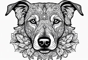 Dog head shape outline with nature virw tattoo idea