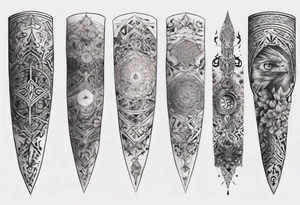 arabic sleeve realistic tattoo idea