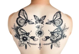 Ornamental floral butterflies traditional tattoo idea
