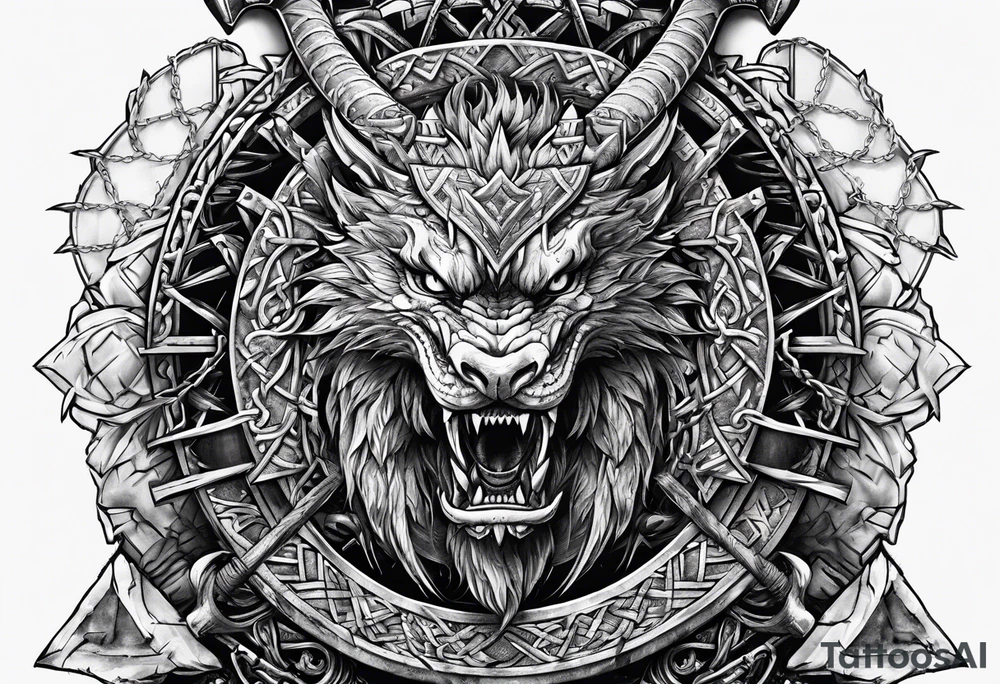 Valhalla sword chain barbed wire
dragon axe Valknut tattoo idea Valhalla sword chain barbed wire
dragon axe Valknut tattoo idea