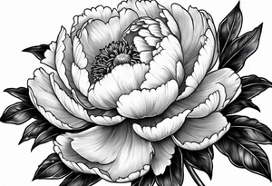 red peony with bee tattoo idea