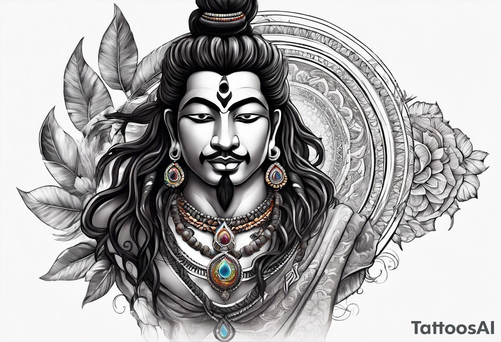 Shiva with chakars and mandela tattoo idea