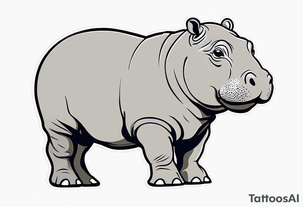 Baby hippo with a stern face tattoo idea