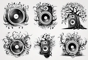 music speaker note tree stave DJ tattoo idea